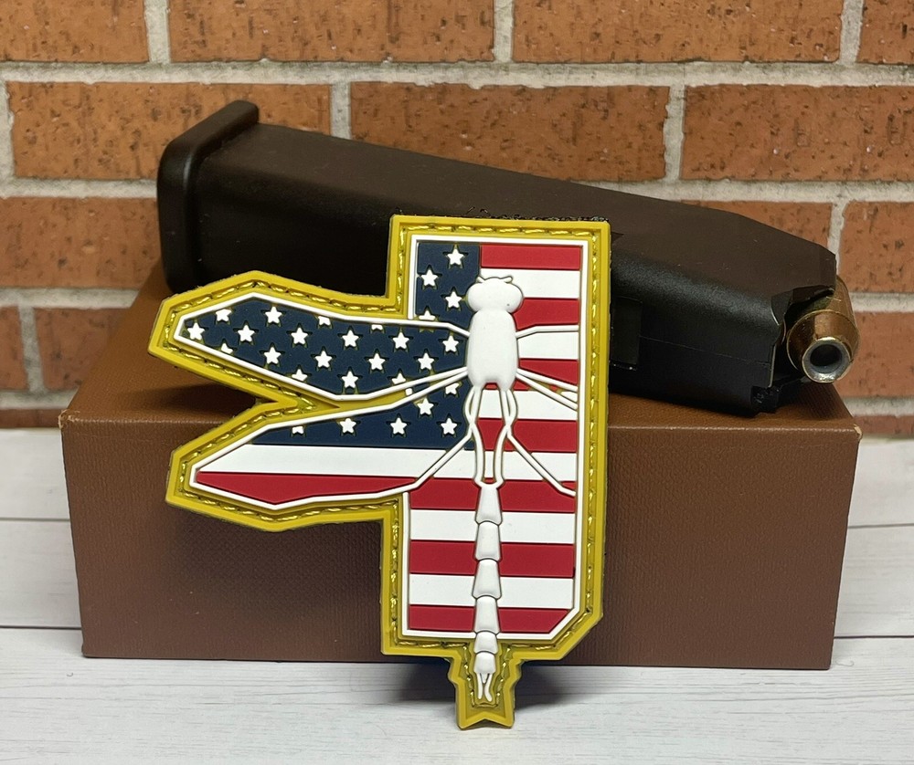 PVC Tactical Morale Patch, Dragonfly USA Flag Patch - Dragonfly Gun Patch