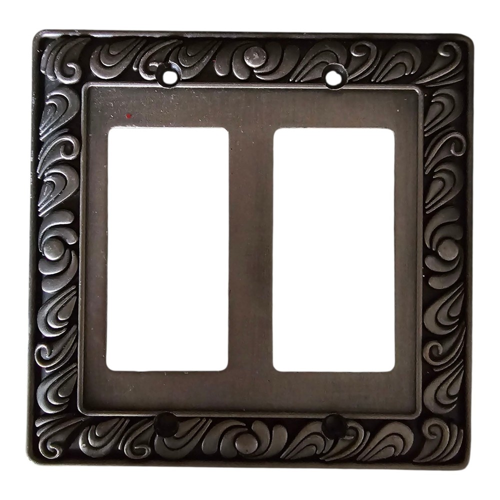 2 Rocker Light Switch Plate Cover Satin Nickle Double Set