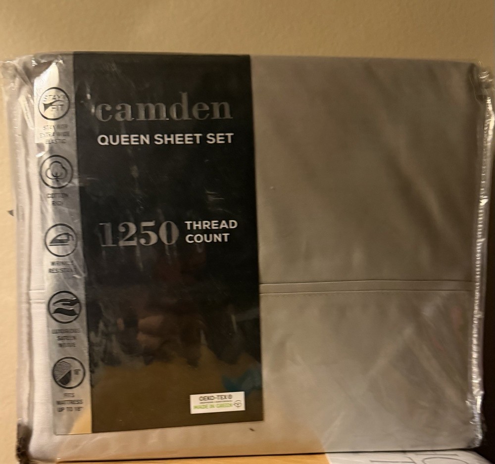 AQ Textiles Camden 1250 Tread Count 4 PC Queen Silver  Sheet Set
