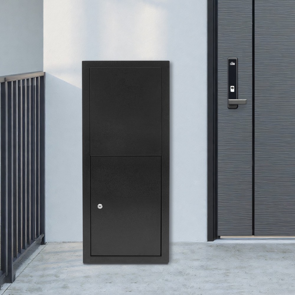 Parcel Drop Box, Package Delivery Box, Large Mail Box with Key Lock Black