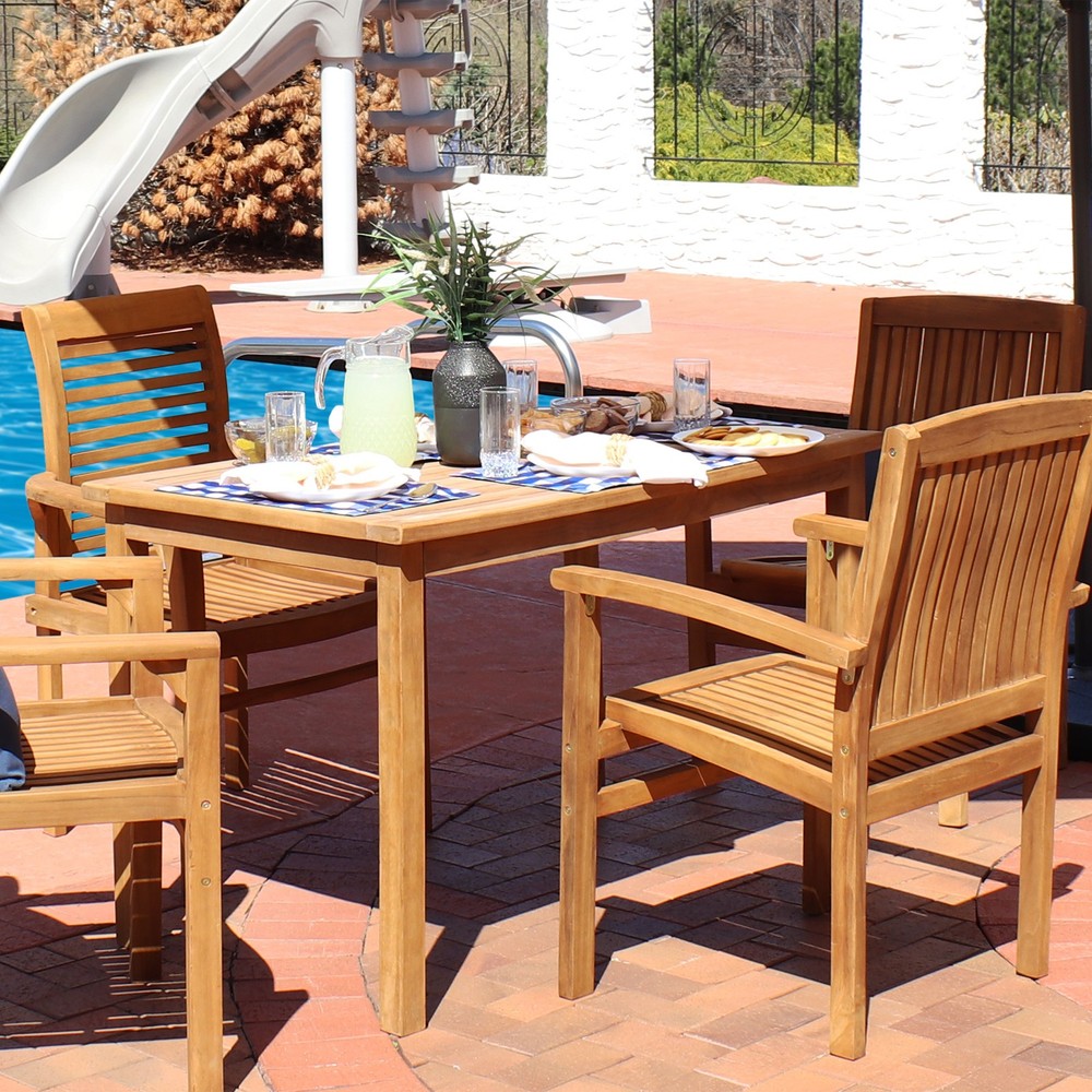 47.25 in Solid Teak Rectangular Patio Dining Table by Sunnydaze