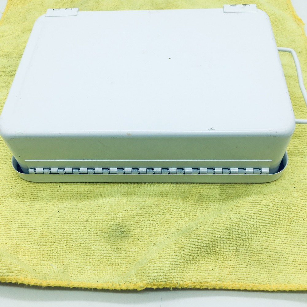 Vintage White Solid Steel Container Storage Tool box 7"X10" Medium