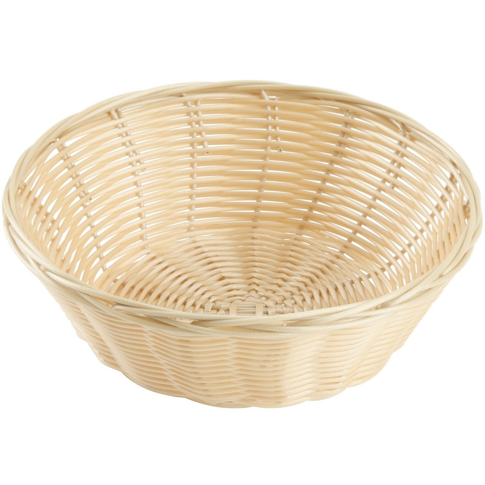 (SIX BASKETS) FOOD BASKET 8" RATTAN ROUND PLASTIC CODED FOR DURABILITY