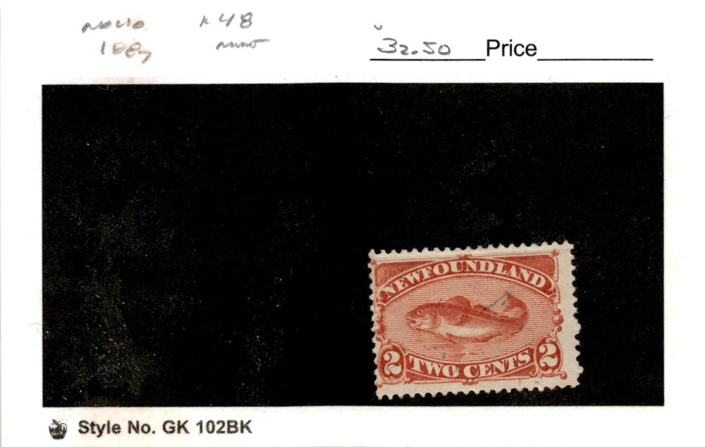 Newfoundland, Postage Stamp, #48 Mint Hinged, 1887 Codfish (AD)