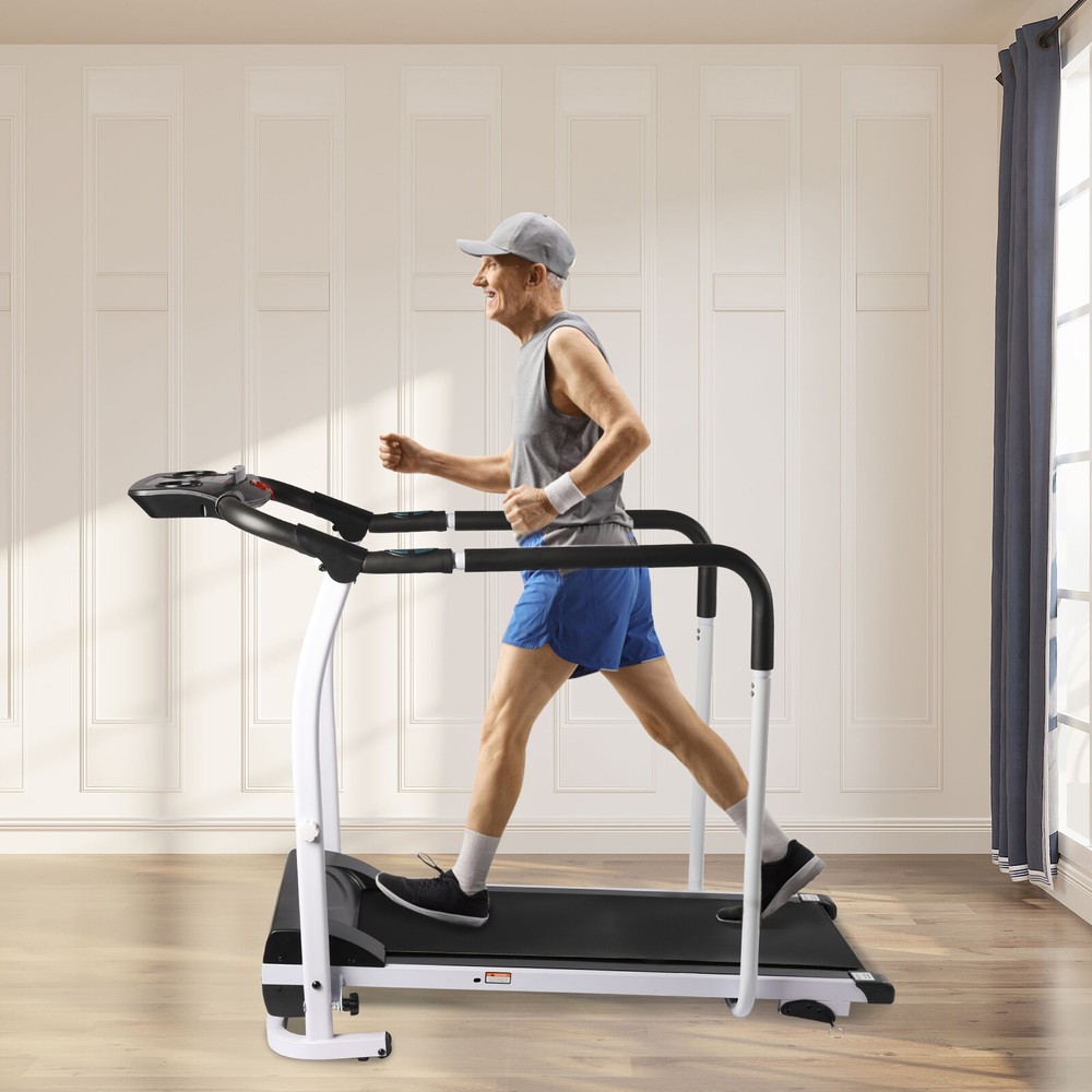 Compact Walking Treadmill with Heart Rate Sensor & Safety Handrails
