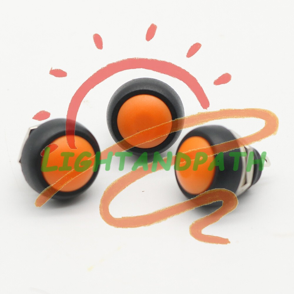 3Pcs orange 12mm Waterproof Momentary ON/OFF Push Button Mini Round Switch