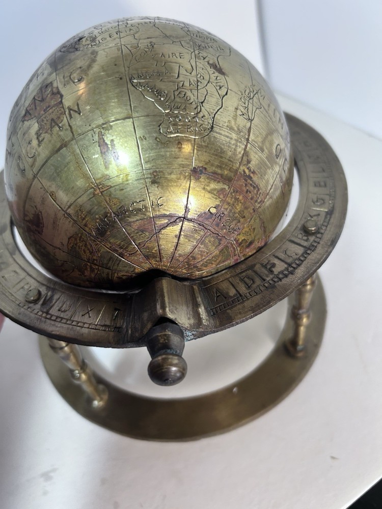 Globe With World Map Full Solid Brass Victorian Era Handmade Rare Globe
