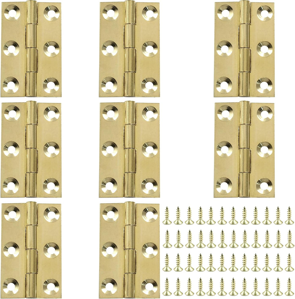 8 Pack Butt Hinge 1.5 Inch Mini Solid Brass Hinges for Small Cabinet, Folding Cr
