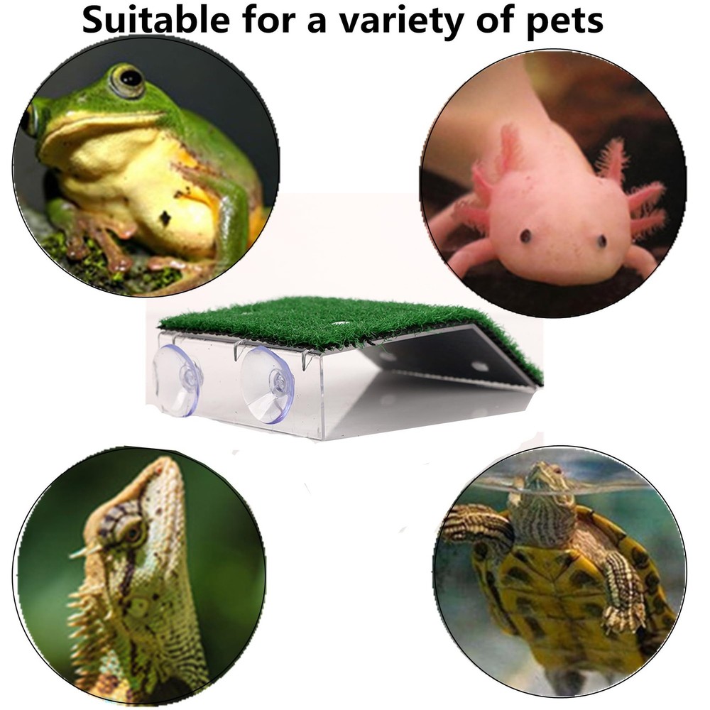 Turtle Resting Basking Platform Simulation Grass Turtle Ramp, Lawn Tortoise C...