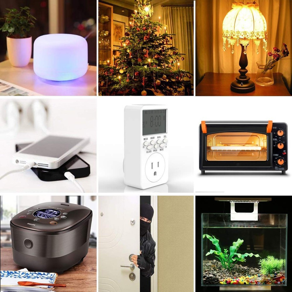 7-Day Programmable Digital Countdown Plug Timer for 110V AC, Energy-Saving In...