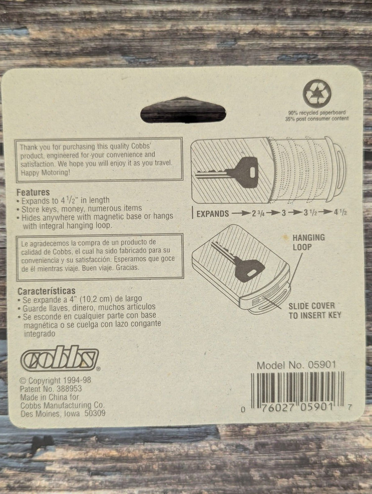 Cobbs Expandable Magnetic Key Case - New