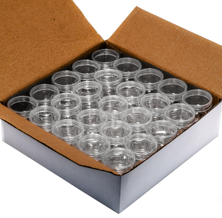 100 Pack 10 Gram Clear Plastic Jars Cosmetic Container with Lids J1-100