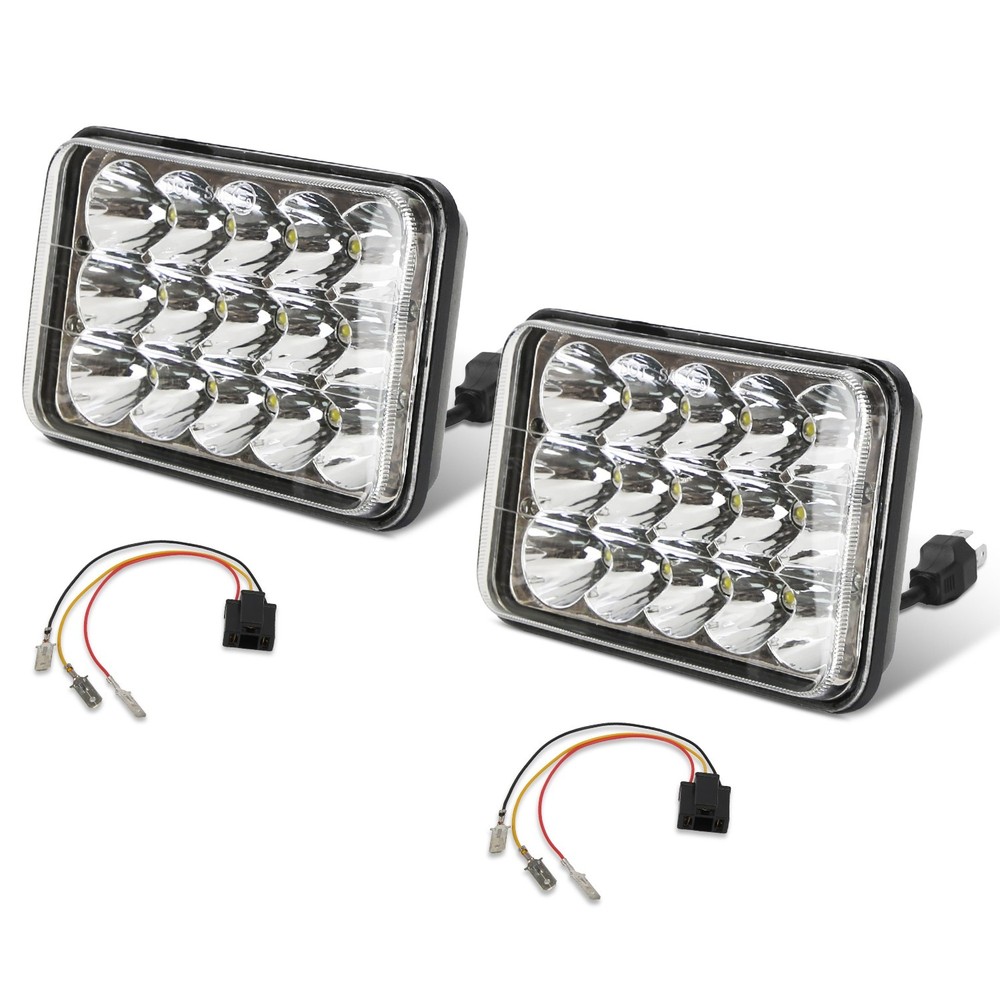 2Pcs 4x6in Car LED Headlights Vehicle Rectangular Headlamp With H4 Socket H4-