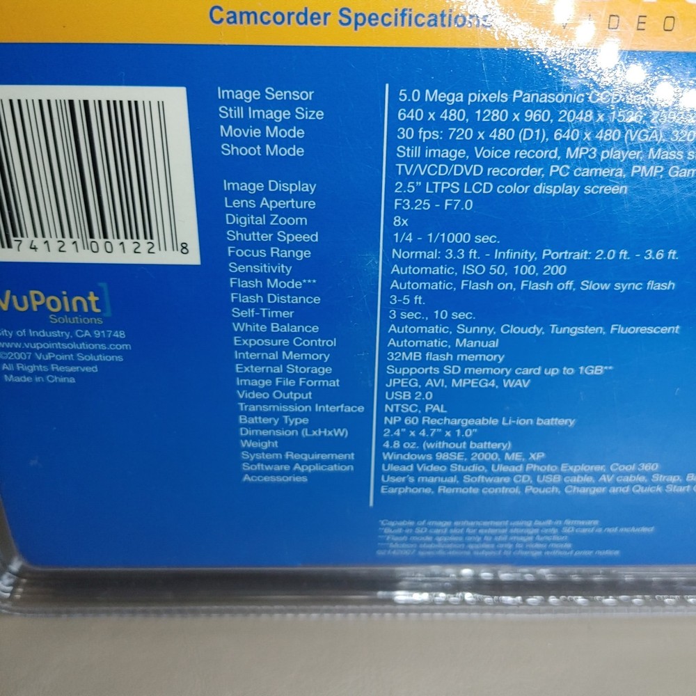 VuPoint Solutions DV-DA1-VP Digital Video Camcorder (Damaged Box)