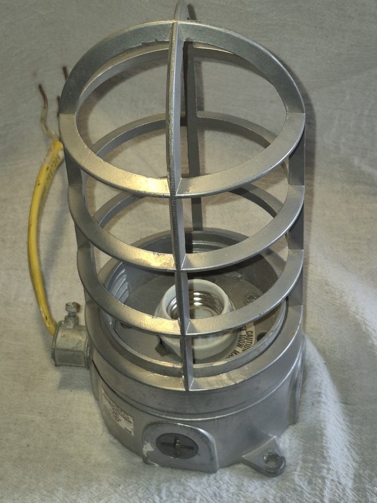 Steampunk Industrial Light With Cage Bulb Protector Screw Down Base VT100G Model