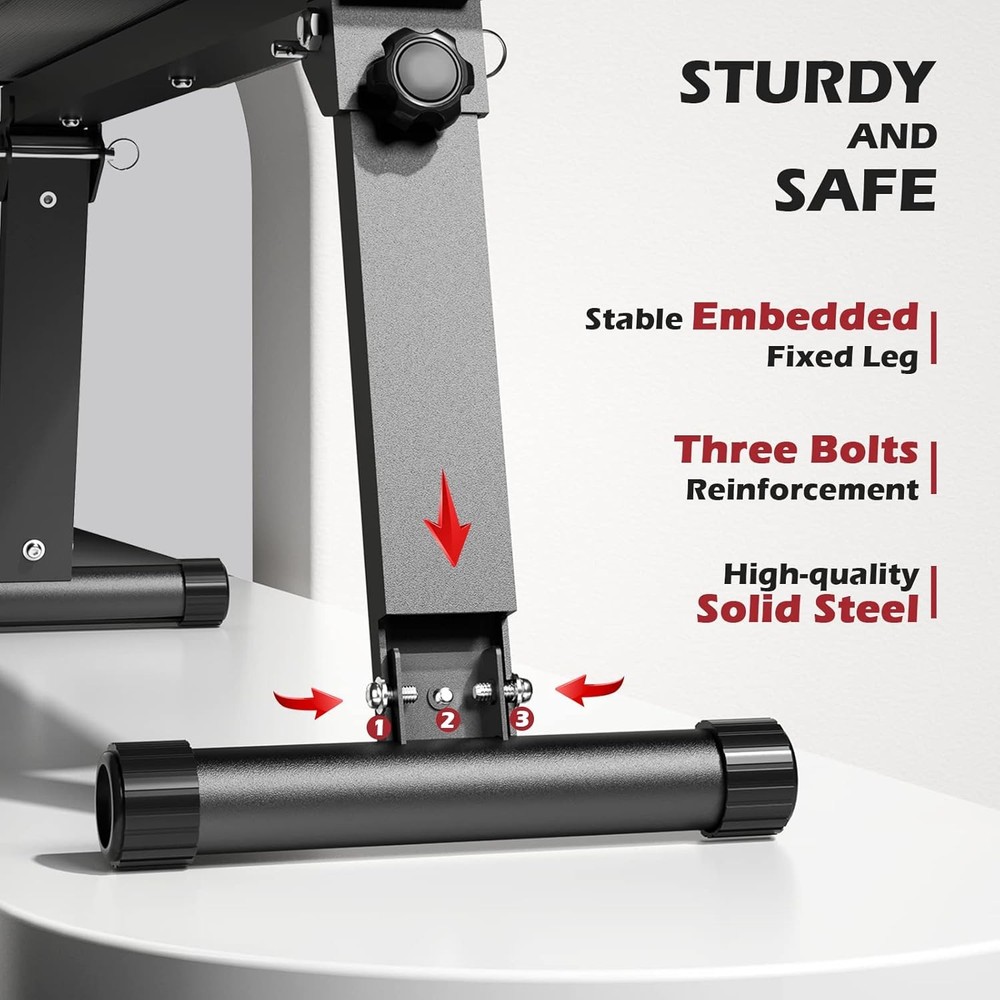 FLYBIRD Flat Bench, Foldable Weight Bench Easy Assembly for A-Red