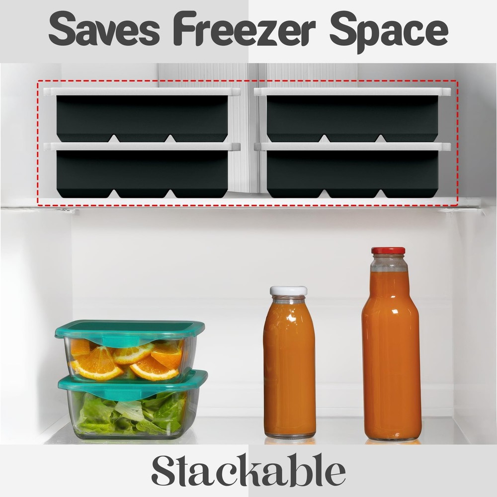 KitchFort Large Silicone Ice Cube Tray (2-Pack), Easy Release 2" Big Ice Cube...