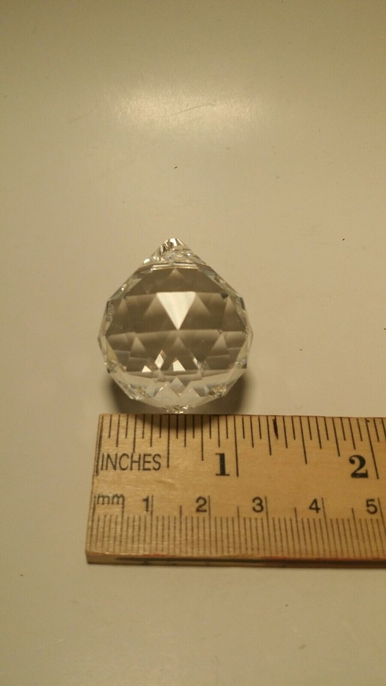 Crystal Multi Faceted Clear Large Round Hanging