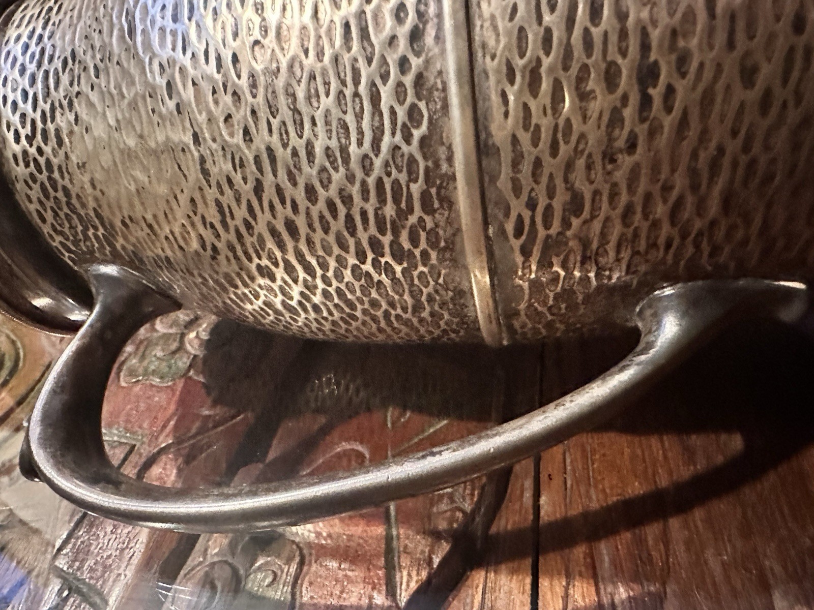 Art Deco Nickel Silver And Silver Plate Cocktail Shaker With Cork -Hand Hammered