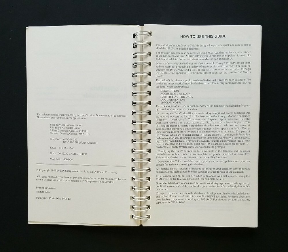 August 1989 Aviation Data REFERENCE GUIDE