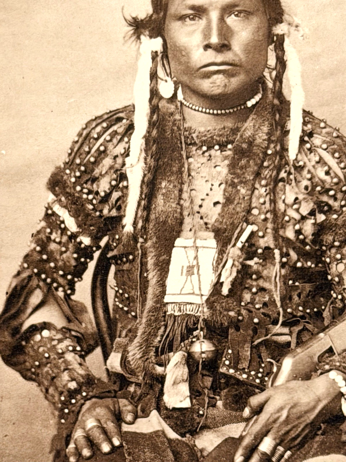 Antique Native American Indian Photograph of Bear Shield (A-Ara-Ton) Warrior