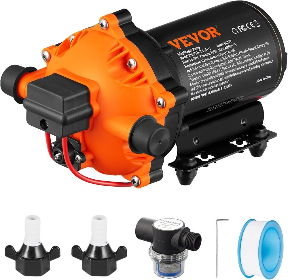 High-Performance 12V Sprayer Pump 5.5 GPM, Auto Pressure Switch, Quiet Operation