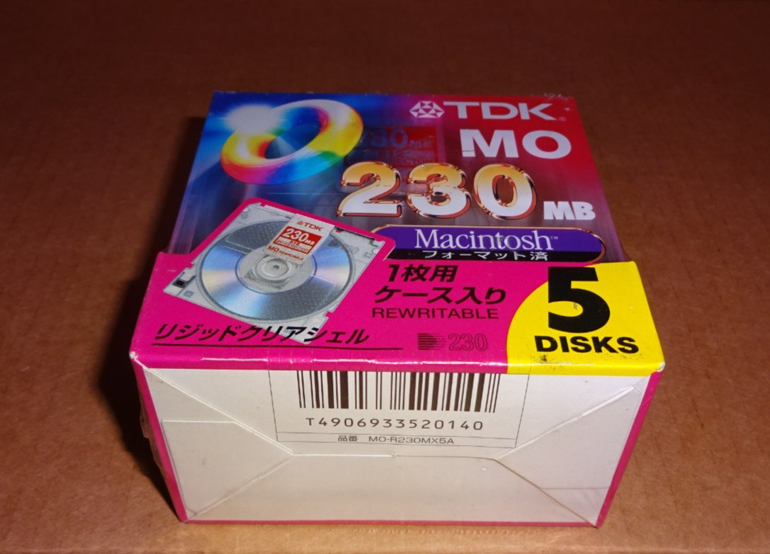New TDK 230MB 3.5" MO Magnetic-Optical Disc - Macintosh Mac Format (5 Disks)