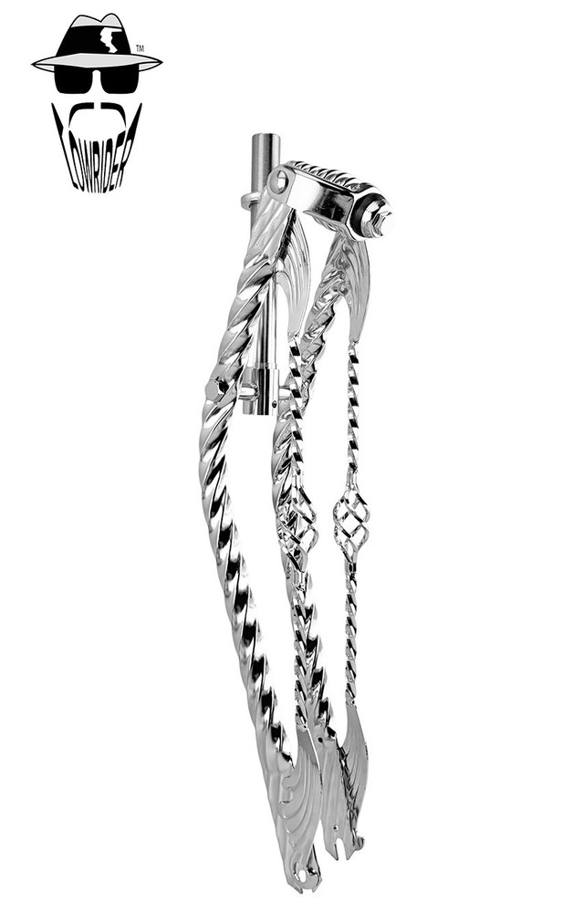 ORIGINAL LOWRIDER 26” Cage Wing Square Twisted 1” Threaded Chrome Springer Fork.