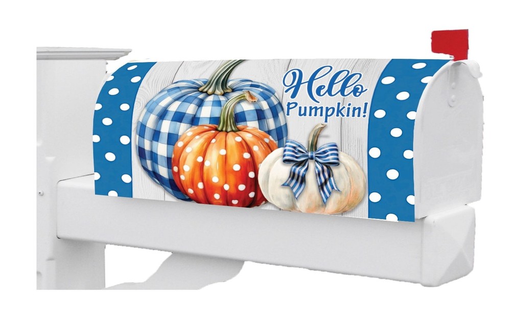 Gingham Pumpkin Stack Oversized Mailbox Cover