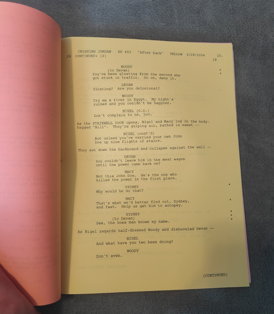 Crossing Jordan "After Dark" Tv Show Script Original S4 E1