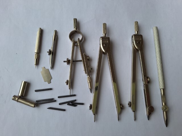 Rare Vintage HELLERM Architect Engineer Technical Drawing Instruments Set G4/414