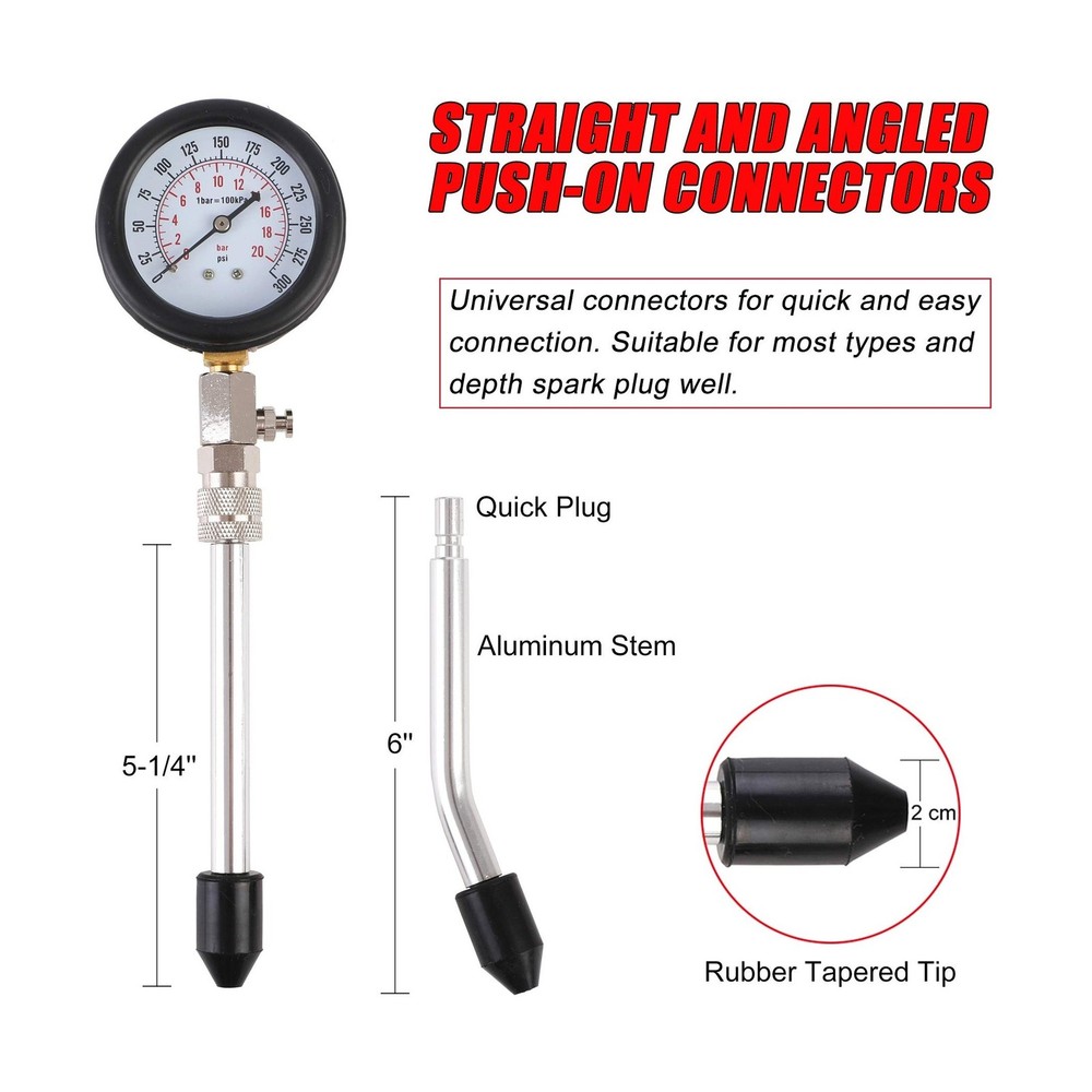 JIFETOR Compression Tester Kit, Small Engine Cylinder Test Pressure... Fast Ship