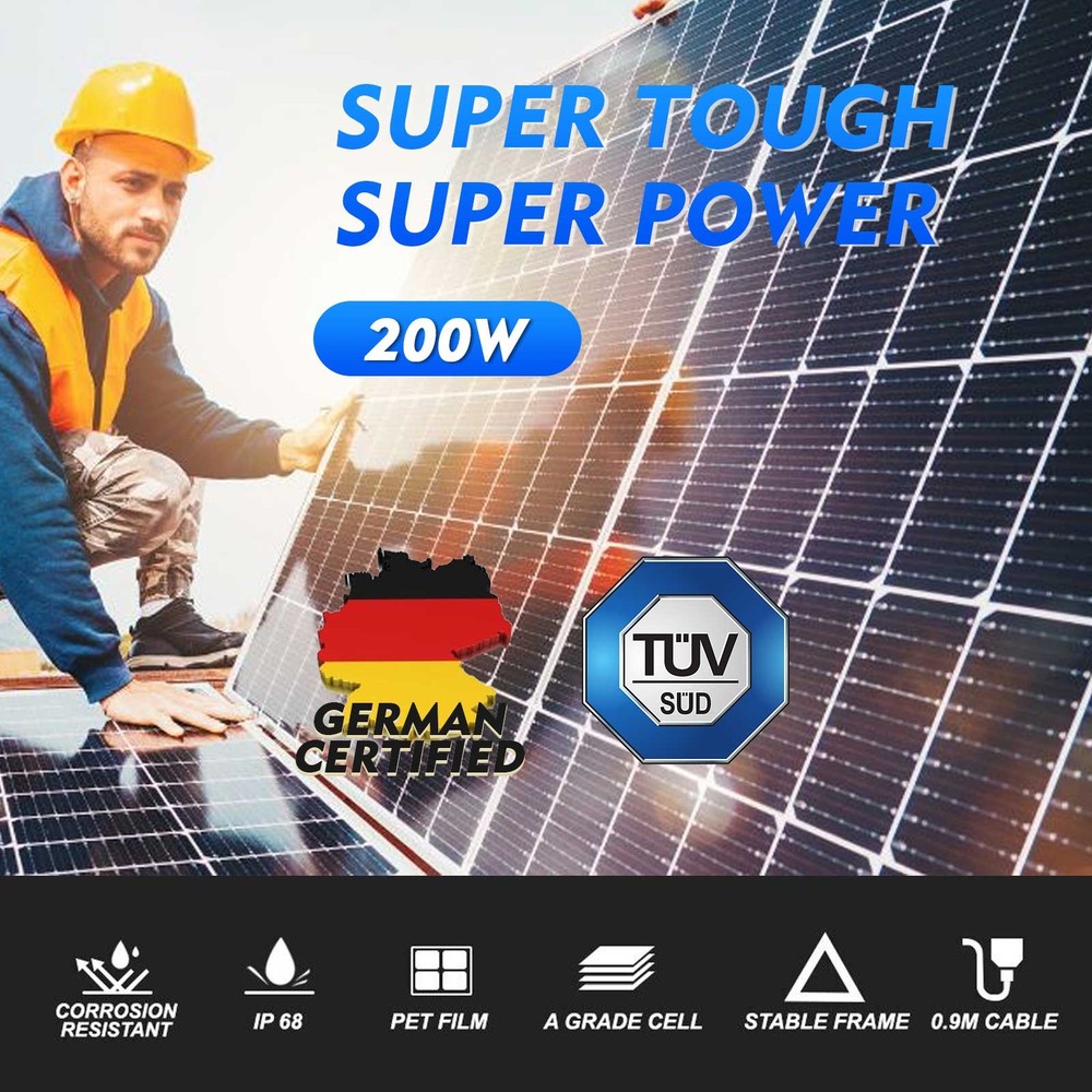 2PCS 200W Solar Panel High Efficiency for RV Marine Boat Cabin Off Grid System