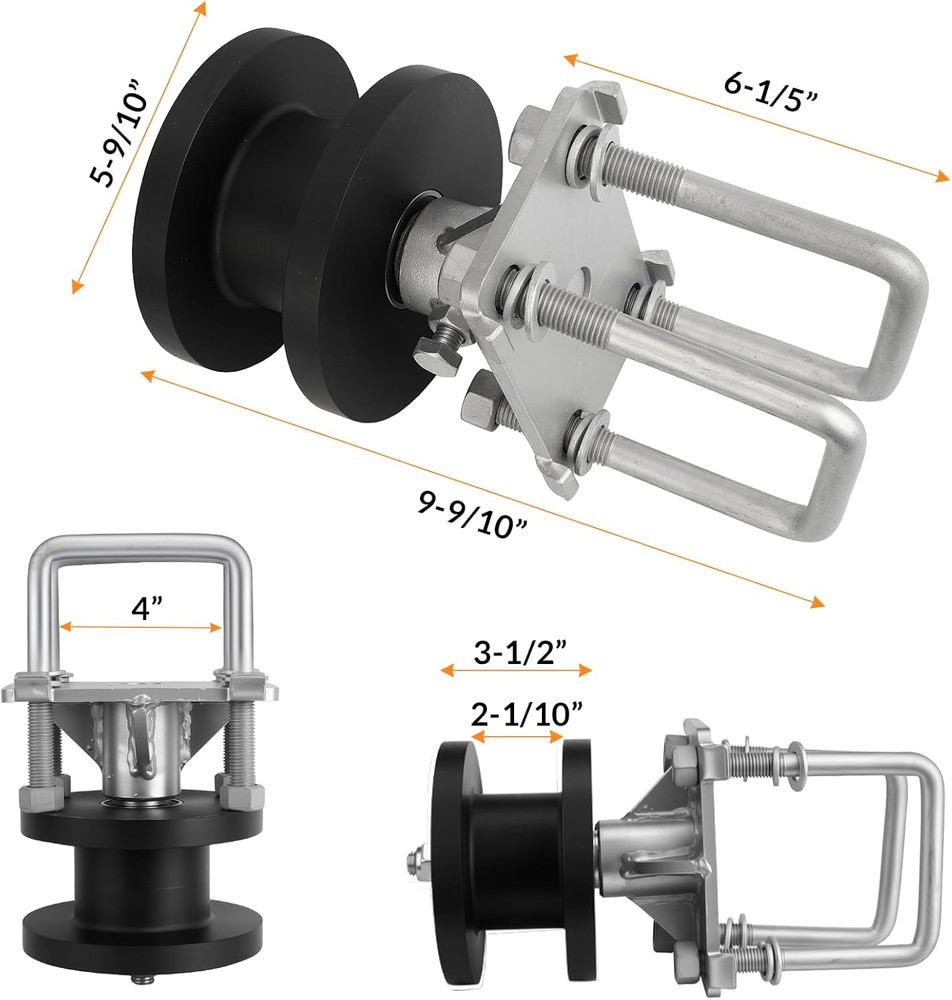 Nylon Sliding Gate Rollers for 4" Posts - 4 Pack Cantilever Hardware Set