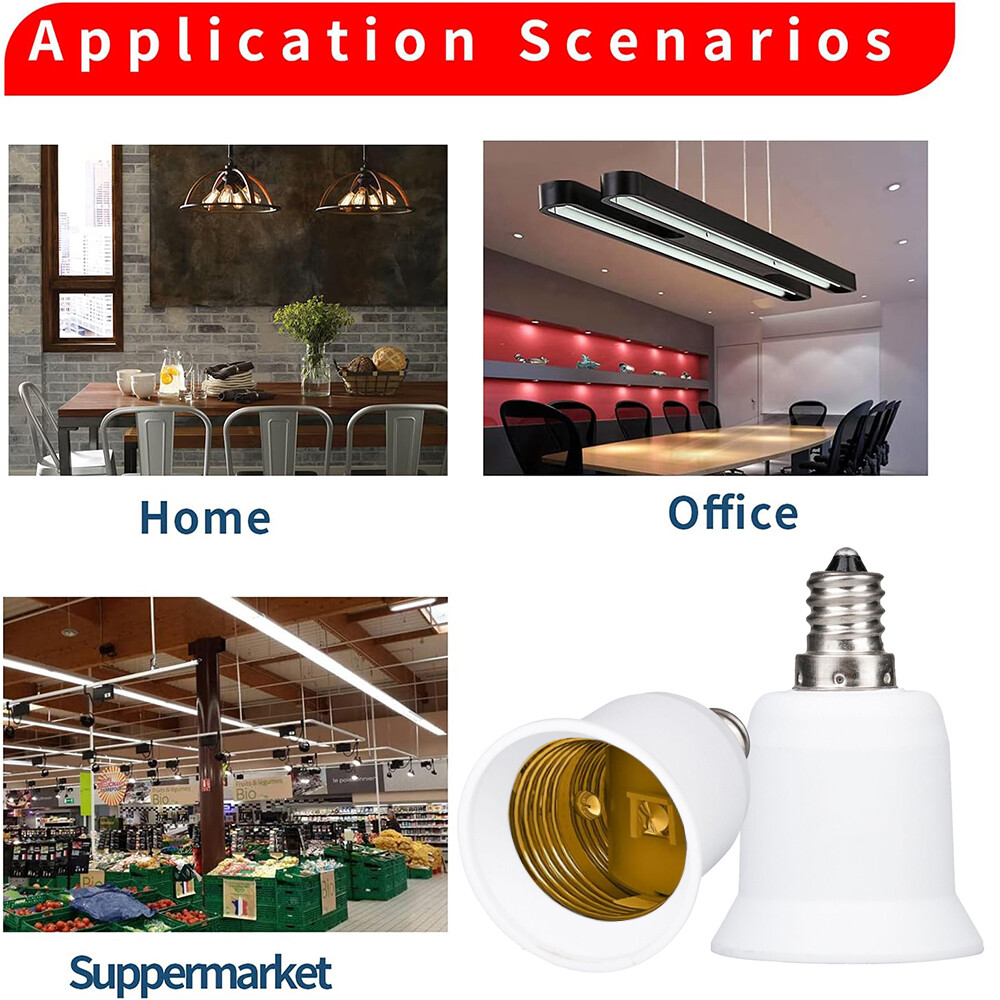 10Pcs E12 To E26 / E27 Socket Adapter Chandelier Converter Light Base Adapter