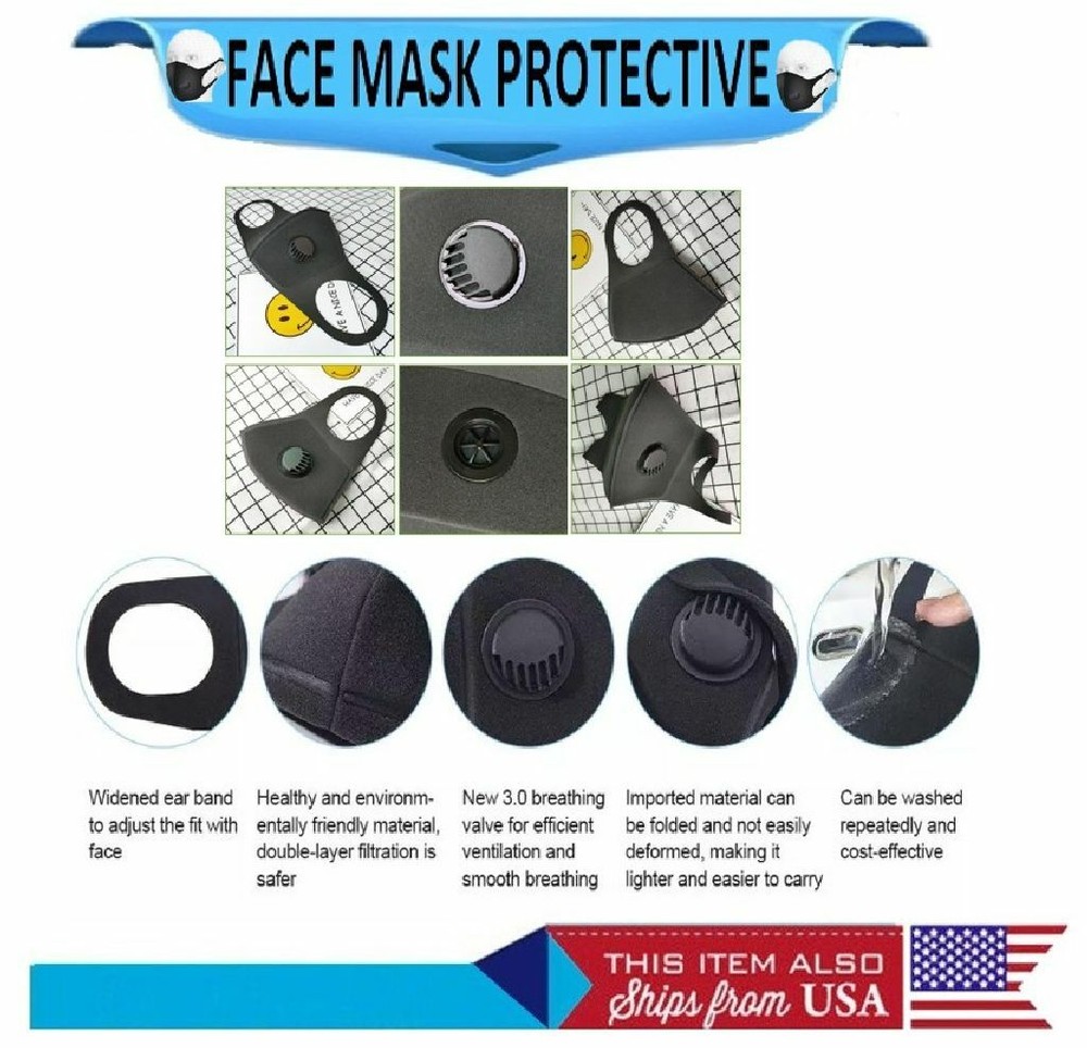 Thin Sponge Face Mask With Valve 2 items per lot