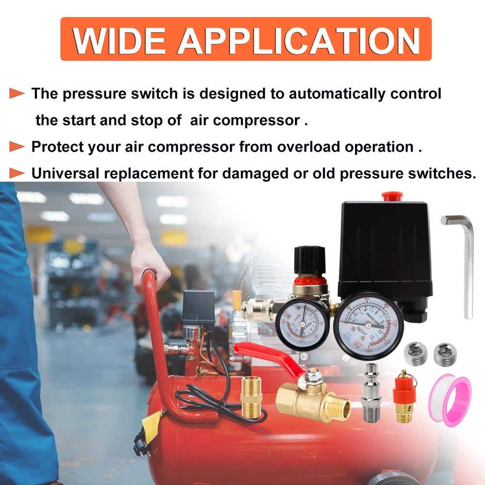 Air Compressor Pressure Switch Control Valve, 90-120PSI Pressure Regulator