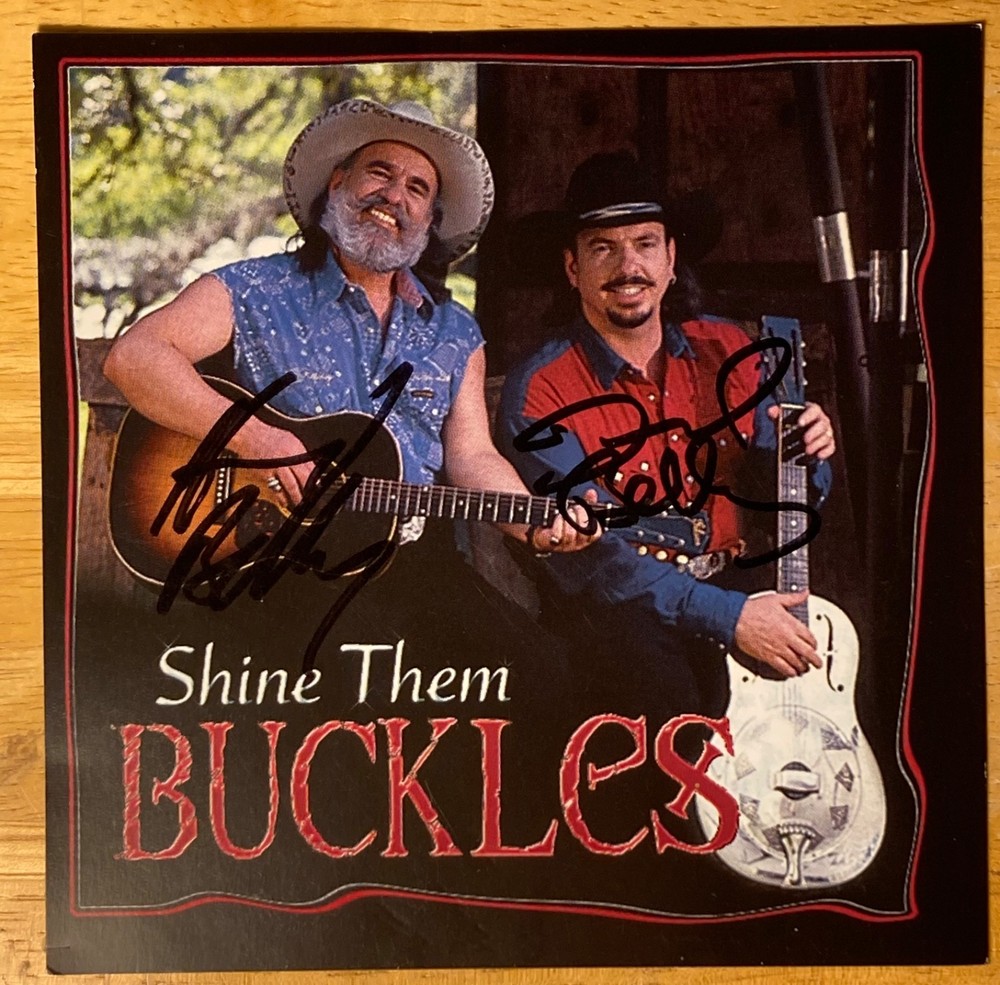 2x Hand SIGNED Bellamy Brothers CD Case Insert (2) Shine Them Buckles