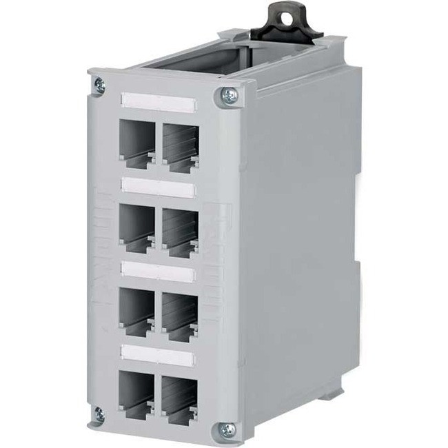 IndustrialNet Mini-Com 8-port DIN Rail Shielded Patch Panel