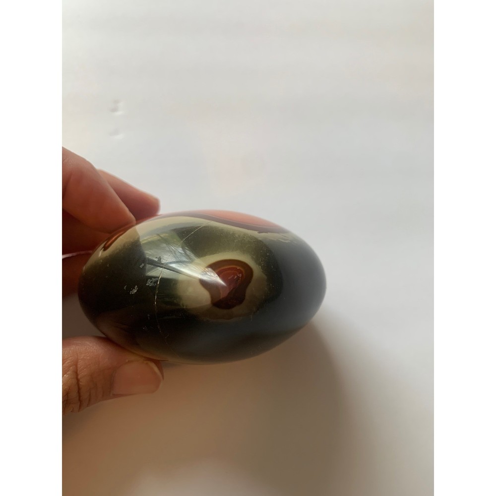 Polychrome Jasper Heart Crystal Polished Bullseye Pattern Desert Jasper Stone