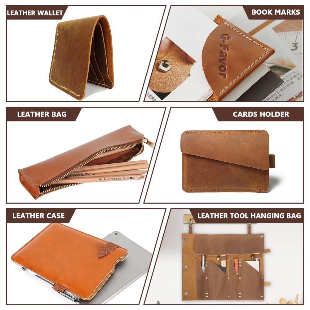 8"x12" Leather Sheets for Crafts Full Grain Leather Tooling Leather Square 2m...