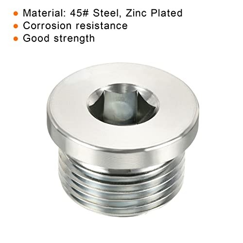 Internal Hex Head Pipe Fitting Plug, Male Thread 45# Steel Socket Plug M27*2 1