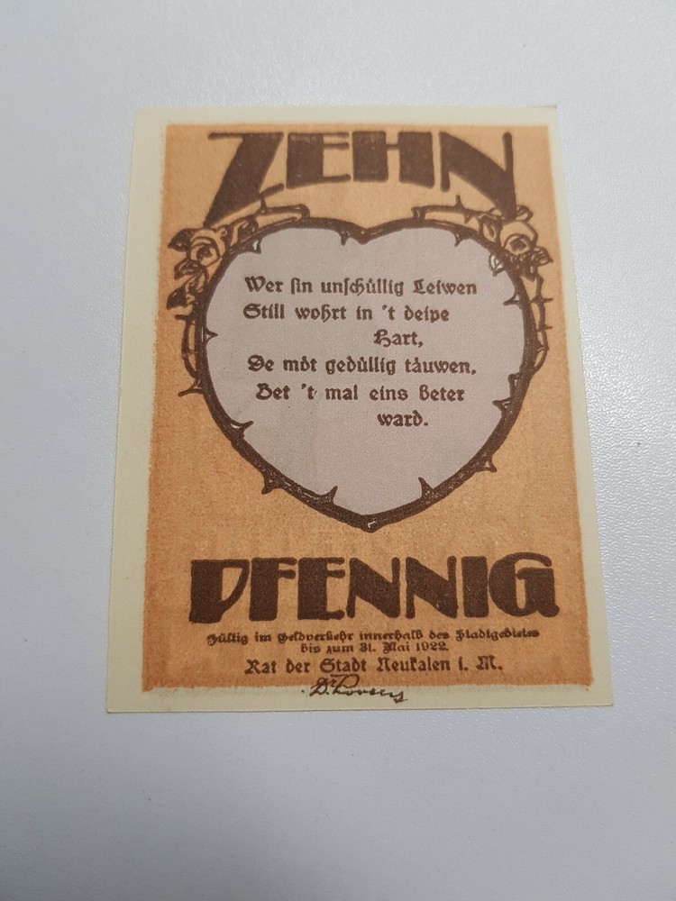 10 Pfennig 1922 Excellent Condition Old BANKNOTE Germany