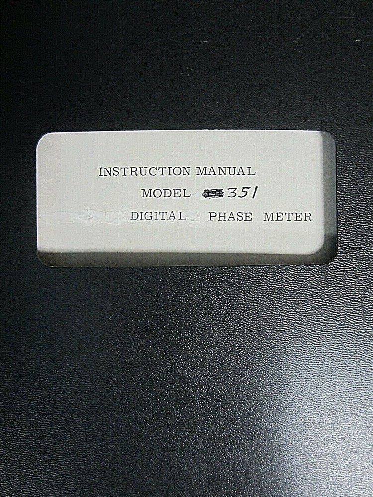 Wiltron Model 351 Digital Phase Meter Instruction Manual