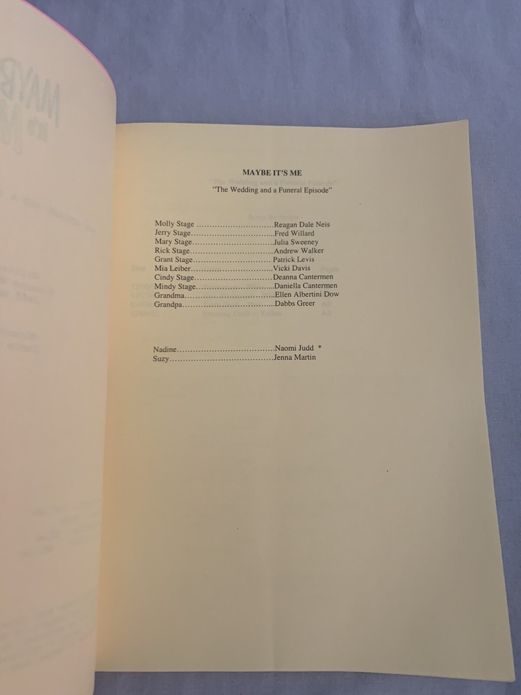 Maybe It’s Me TV Show Script Warner Bros. Tv Show. Shooting Draft Script