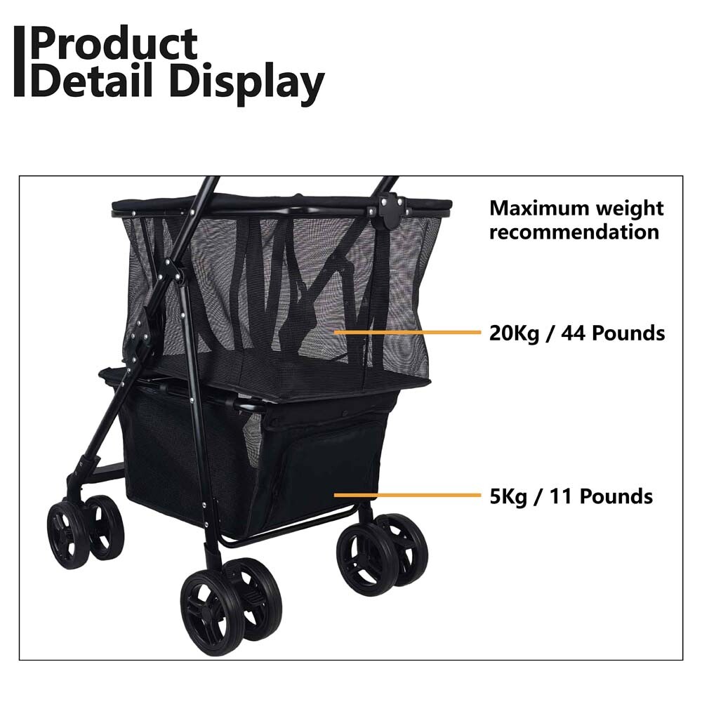 Collapsible Shopping Cart Utility Trolley Cart with Removable Tote&Swivel Wheels