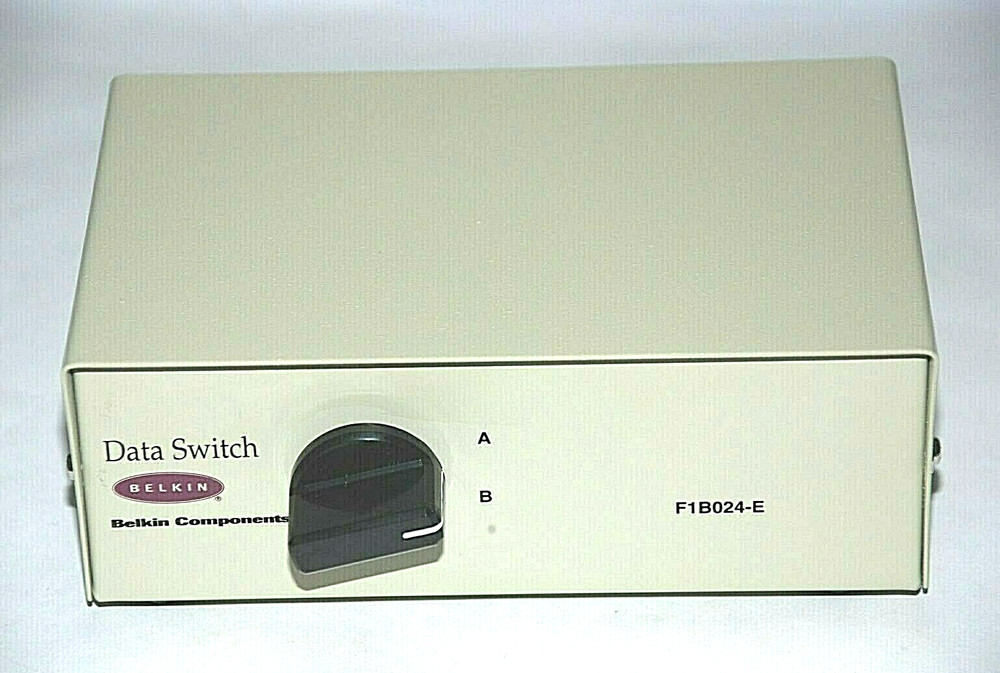 BELKIN Rotary 2 Port Data Transfer Switch F1B024-E Serial Parallel Printer Hub