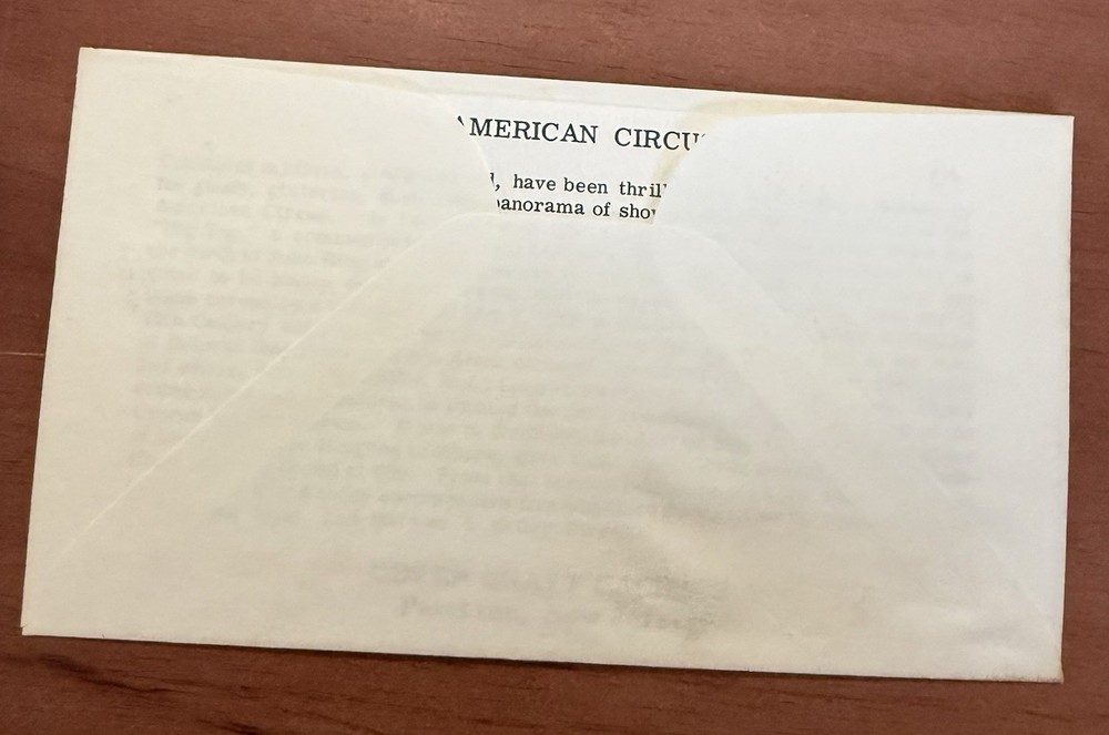 1309 Cover Craft Cachet FDC -American Circus, including insert 1966