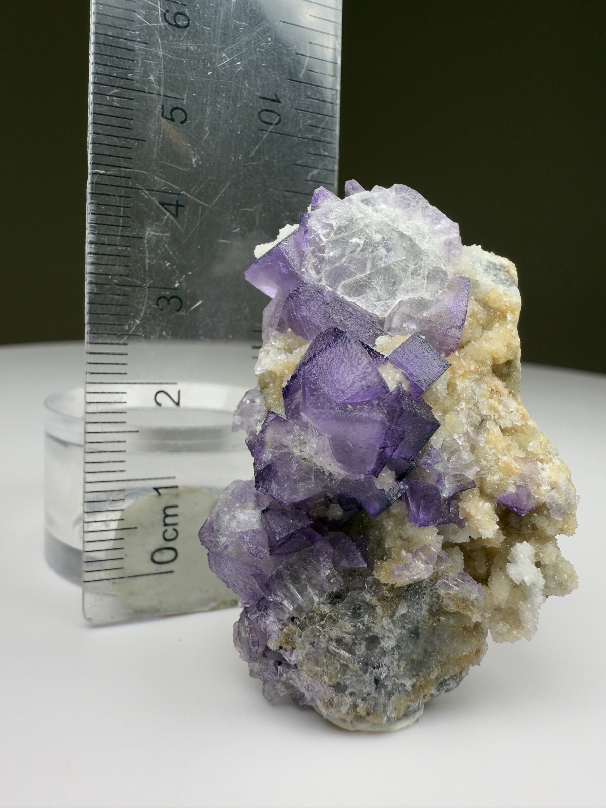 STUNNING El Filo Purple Cubic Fluorite on Druzy Quartz Matrix • Mexico