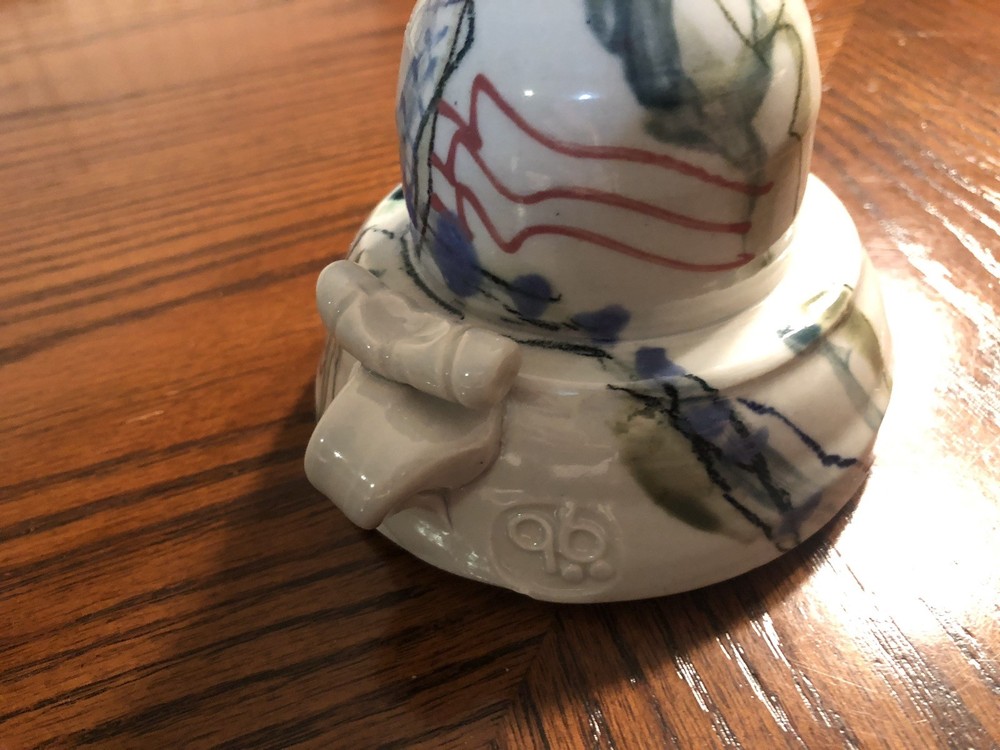 Ceramic Candle Holder Marked 96 And Signed Painted